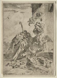 Drei Lucchezer Heilige, die bei der Jungfrau für die Opfer der Pest Fürsprache einlegen, ca. 1630-31