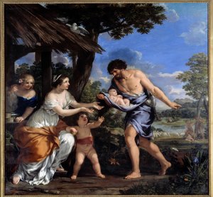 Romulus und Remus von Faustulus und seiner Frau Acca Laurentia gesammelt