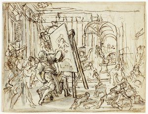 Erdbeben im Atelier eines Künstlers von Pietro da Cortona