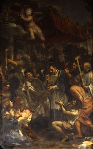 Der heilige Karl trägt den heiligen Nagel in Prozession während der Pest von Pietro da Cortona