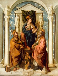 Die Madonna und das Kind auf dem Thron