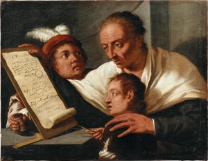 Ein Lehrer mit zwei Schuljungen