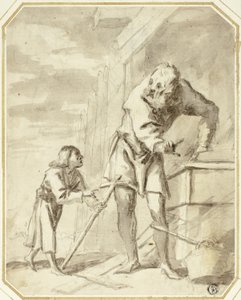 Heiliger Josef mit dem Jesuskind in seiner Werkstatt