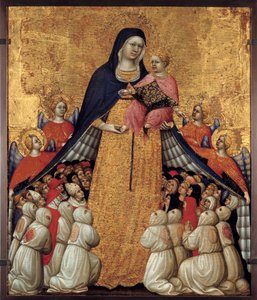 Die Jungfrau der Barmherzigkeit: Altarbild von Pietro da Recanati, bekannt als Pietro di Domenico da Montepulciano (aktiv 1418, gestorben zwischen 1427 und 1432) von Pietro di Domenico da Montepulciano