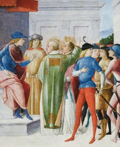 Zwei Heilige bekennen ihren christlichen Glauben im Gericht, ca. 1485-90 von Pietro di Francesco degli Orioli
