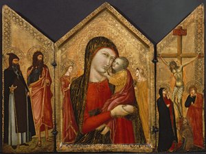 Madonna mit Kind, die Kreuzigung und Heilige, ca. 1340-1370