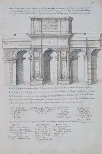 Bogen des Claudius in Rom, Zeichnung, aus Römische Altertümer, von Pirro Ligorio (1513-1583) von Pirro Ligorio