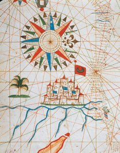 Alexandria, Ägypten, aus dem Portolan-Atlas bestehend aus sechs Karten, von Placido Caloiro und Francesco Oliva, Pergament. 1646.