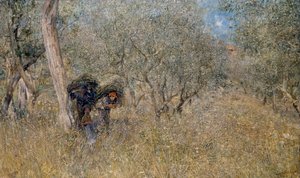 Unter Olivenbäumen, Faschinen, von Plinio Nomellini von Plinio Nomellini