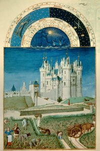September: Ernte. Im Hintergrund das Schloss von Saumur von Pol de Limbourg