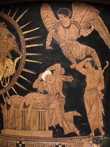 (Detail) eines lukansichen Kalyx-Kraters, ca. 400 v. Chr. von Policoro Painter