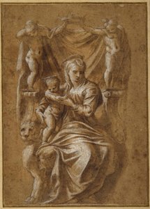 Die Madonna mit Kind auf dem Thron