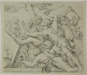Soldaten von Kyros zerreißen die Armee von Spargabise von Polidoro da Caravaggio