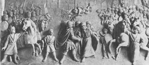 Relief von Johann III. Sobieski erhält die Kapitulation der türkischen Truppen nach dem Sieg in der Schlacht von Wien (Marmor) von Polish School