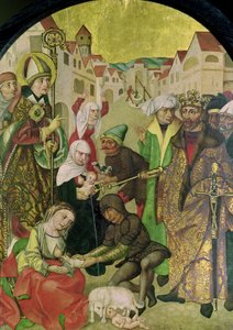 St. Stanislas (1030-79) beobachtet die Bestrafung untreuer Ehefrauen auf Befehl von König Boleslas II. (1039-81), Tafel vom Altarbild des St. Stanislas