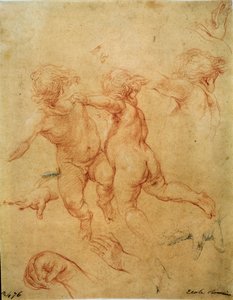 Zwei fliegende Putti, Studie von Pompeo Batoni