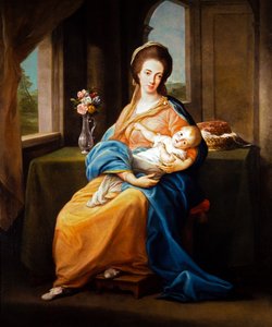 Porträtpaar, Dame mit einem Kind von Pompeo Girolamo Batoni