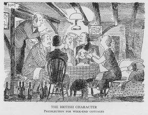 Der britische Charakter, Vorliebe für Wochenendhäuschen (Lithografie) von Pont