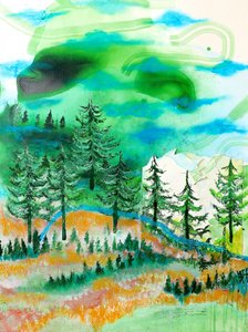 Abstrakter Bergwald