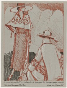 Gazette du Bon Ton, 1921 - Nr. 3, Pl. XII: Kostüm Tailleur, von Jeanne Lanvin; und Kleid für die Rennen, von Beer von Porter Woodruff