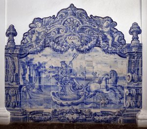 Allegorie des Wassers - Azulejos, bemalte Fayence von Portuguese School