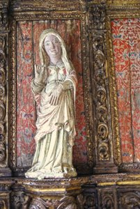 Geschnitzte Statue der schwangeren Jungfrau Maria, Lamego, Portugal ca. 1562