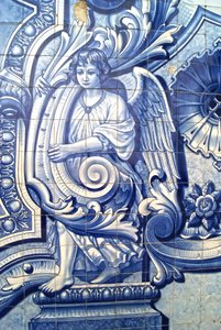 Dekoratives Paneel, das einen Engel darstellt, Lamego, Portugal. 1738