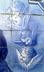 Dekoratives Paneel mit Cherubim, Lamego, Portugal, 1738 von Portuguese School