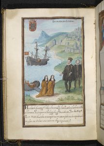 Illustration aus einer Geschichte der Wanderungen der Syon-Nonnen, zusammengestellt in Lissabon im frühen 17. Jahrhundert von Portuguese School