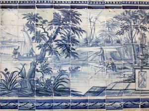 Seefischer in Asien - Azulejos, bemalte Fayence