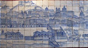 Panoramablick auf Lissabon, vor dem Erdbeben von 1755