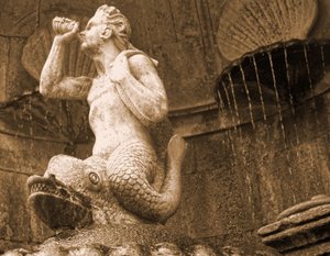 Tritonbrunnen, Santuário de Nossa Senhora dos Remédios, Lamego, Portugal 1738 von Portuguese School