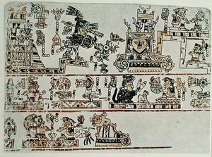 Faksimile-Kopie des Codex Bodley, Detail, ca. 1521 (Pergament) von Pre Columbian Pre Columbian