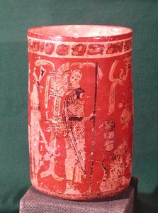 Vase mit einer zeremoniellen Szene, Tepeu 1 Periode, aus Uaxuctun, 600-950