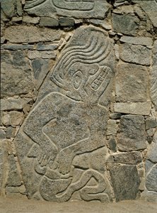 Wand mit Relief eines Kriegers von Pre Columbian Pre Columbian