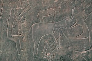 Menschliche Figuren und Tiere (Felsmalerei)