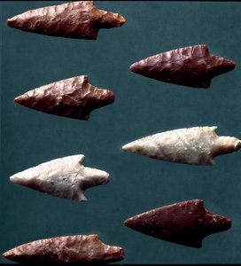 Prähistorie, Kultur von Rinaldone: Pfeile aus der Nekropole von Rinaldone. Kupferzeit. 2200 v. Chr. Rom, Museo Nazionale Preistorico Etnografico Luigi Pigorini von Prehistoric Prehistoric