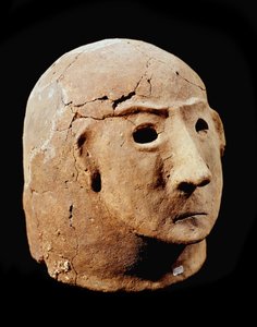 Prähistorie: Terrakottakopf aus der Nekropole von Cancelli, Apennin-Zivilisation (1400-1300 v. Chr.) von Prehistoric Prehistoric