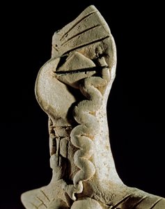 Prähistorisch: Frauenkopf. Tonstatuette aus Zentral-Turkmenistan (Region Gonur Tepe). 3000-2500 v. Chr., Bronzezeit Moskau, Institut für Archäologie der Russischen Akademie der Wissenschaften, Russland