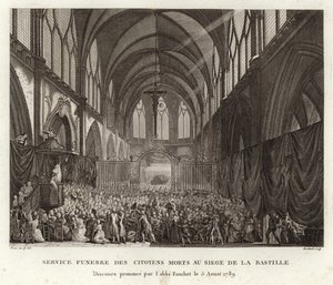 Trauergottesdienst für Bürger, die bei der Belagerung der Bastille getötet wurden