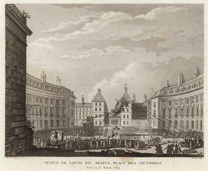 Statue von Ludwig XIV. auf dem Place des Victoires abgebaut