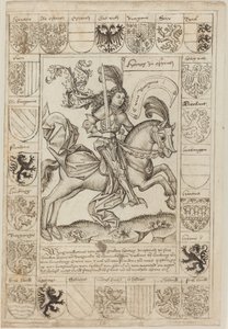 Maximilian, Herzog von Österreich, zu Pferd von Primary Master of the Strassburg Chronicle