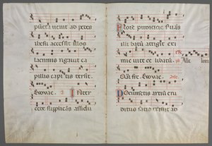 Bifolium aus einem Antiphonar: Musik, ca. 1320-1340