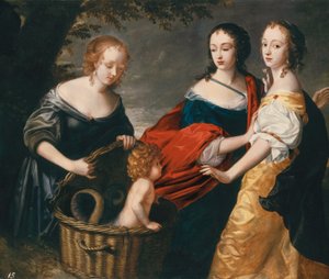 Allegorisches Porträt von drei Damen und einem Kind als Das Auffinden des Erichthonius von Princess Louise Hollandine of the Rhine