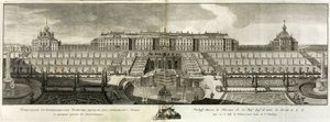 Ansicht des Großen Palastes in Peterhof, 1761 von Prokofy Artemyevich Artemyev