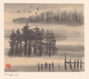 Vögel über Waldlandschaft von Prosper Alphonse Isaac