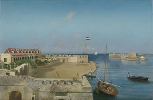 Der Hafeneingang von Willemstad mit dem Regierungspalast von Prosper Crébassol (signed by artist)