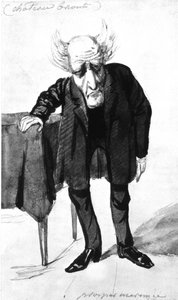 Francois Rene, französischer Schriftsteller, Viscount von Chateaubriand (1768-1848), Karikatur von Prosper Merimee
