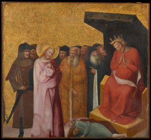 Der heilige Johannes der Evangelist erweckt zwei Männer zum Leben von Pseudo Jacopino di Francesco