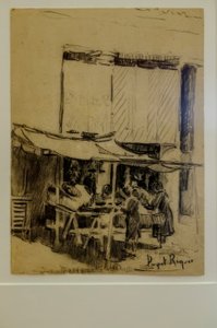 Der Platz, Narcís Puget Riquer, Kohlezeichnung, Puget-Museum, Adelsresidenz Can LLaudis, Dalt Vila, Ibiza, Balearen, Spanien
